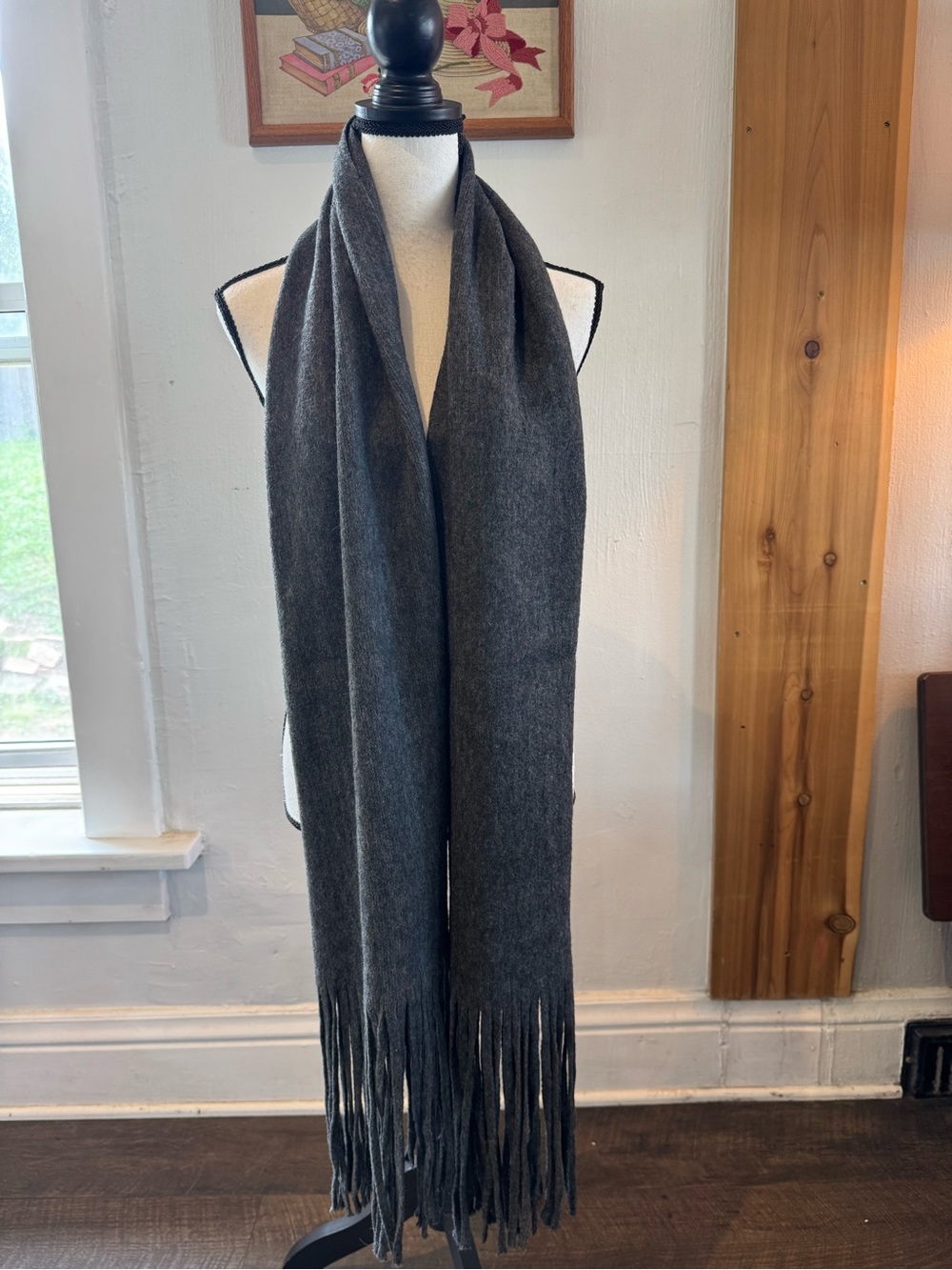 Lucky Brand Dark Gray Fringe Scarf